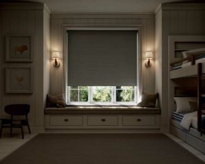Room darkening shades in child's bedroom