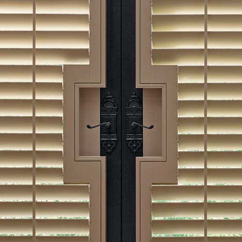 heritance-hardwood-shutters-door-handle-cutouts-hunter-douglas-skyline-window-coverings custom cut-out shutters for french doors