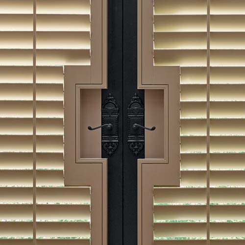 custom cut-out shutters for french doors