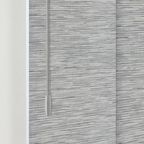 skyline-gliding-window-panels-movement-wand-hunter-douglas-skyline-window-coverings close up of gray panel track blinds in Portland, OR home