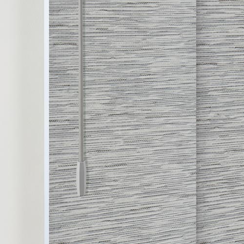 close up of gray panel track blinds in Portland, OR home