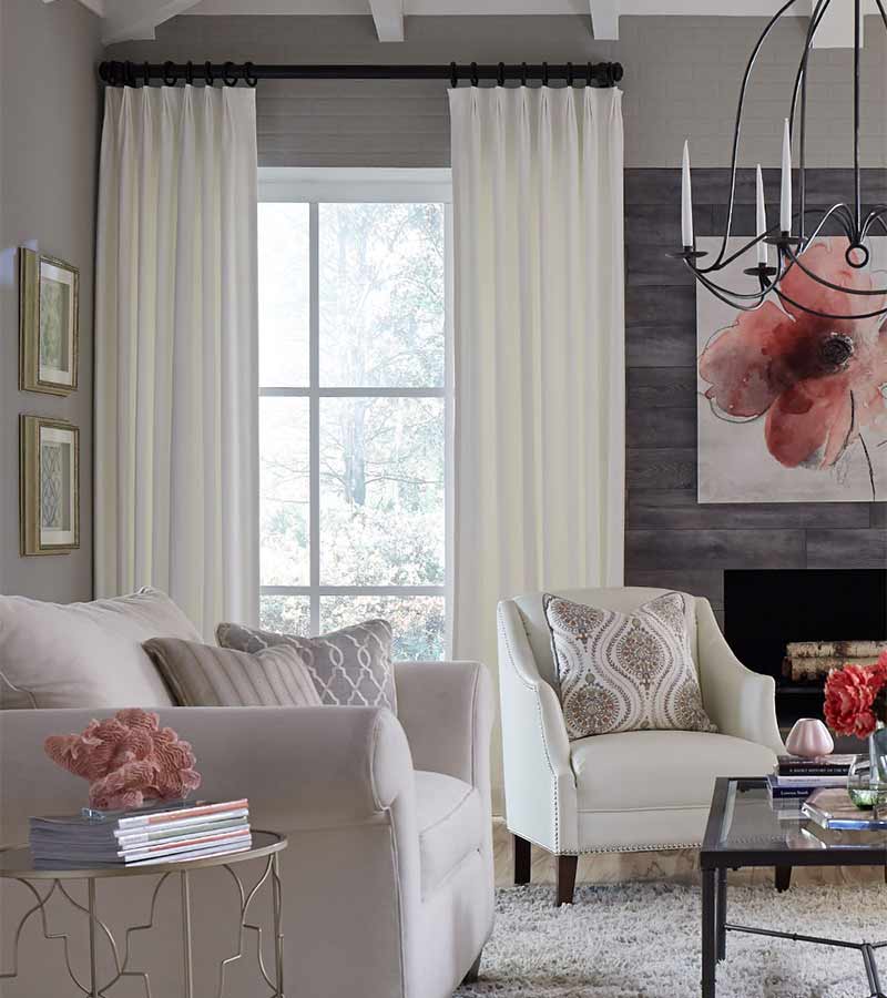 cream color curtains in living room