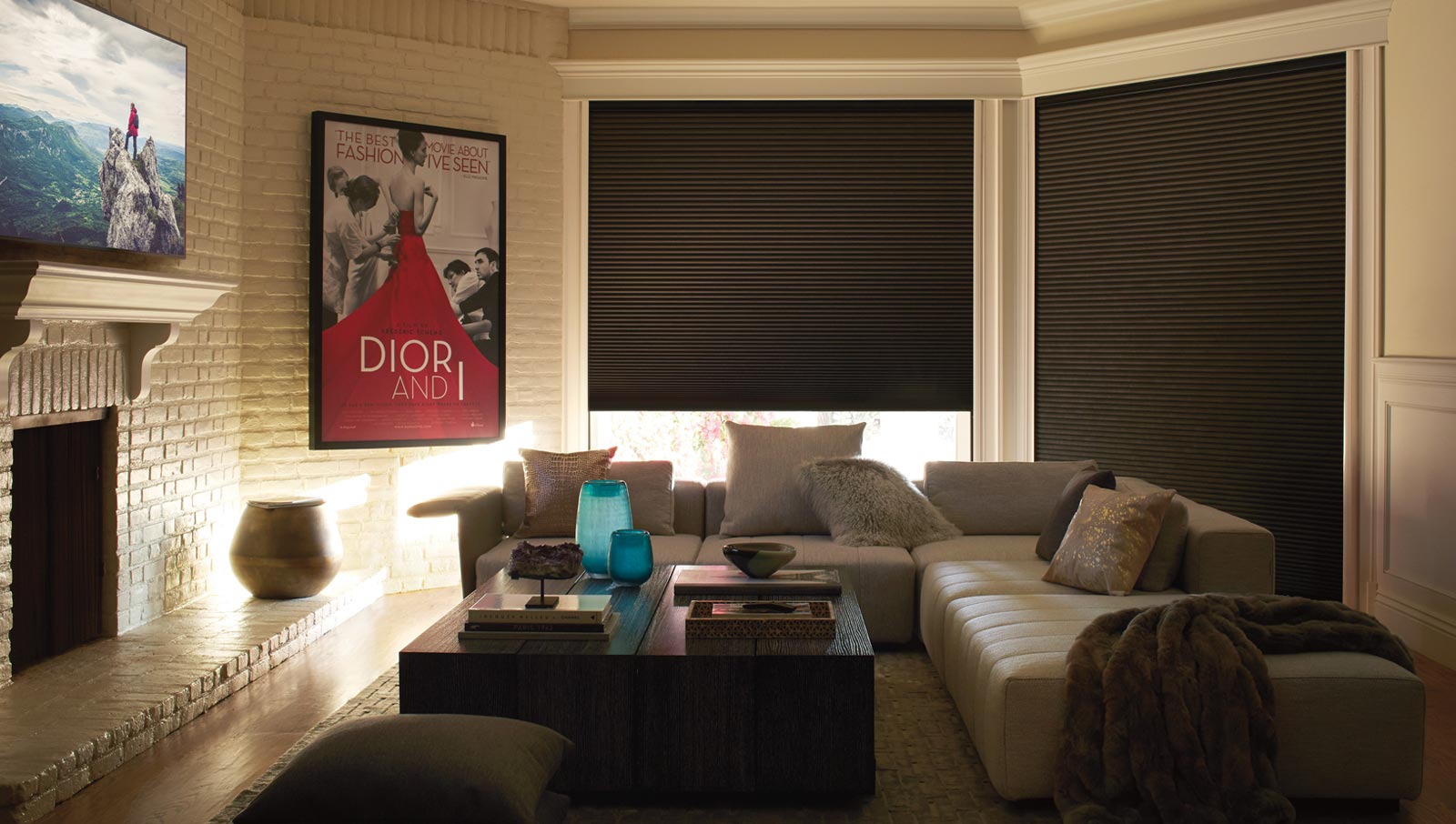 duette honeycomb shades with blackout shade technology and smart shade movement