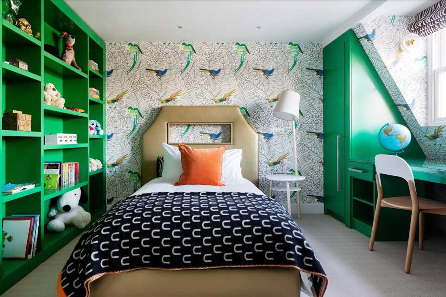 built in shelving for storage in kids' rooms