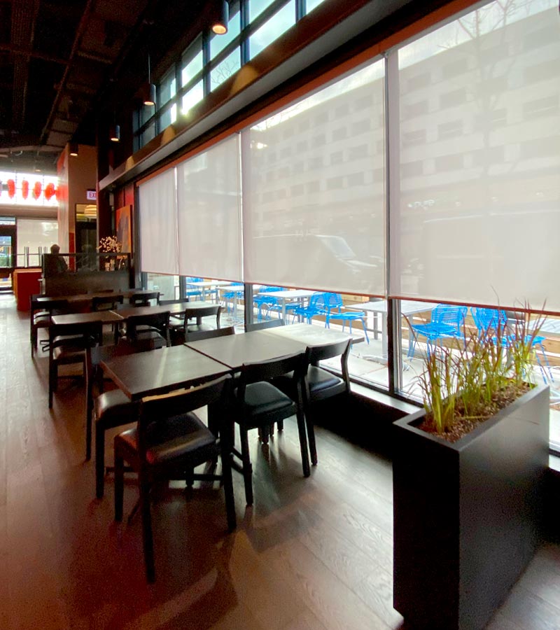 japanese sushi restaurant with designer roller shades