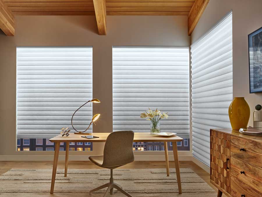 cool lighting temperature from illuminated shades in a Chicago home office