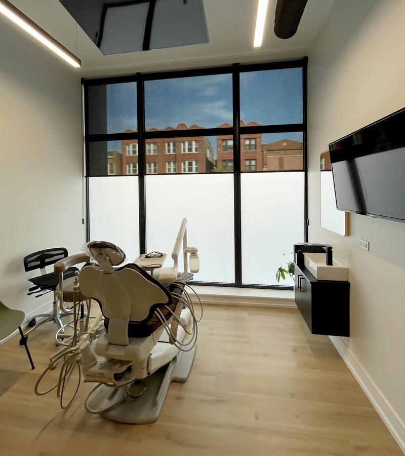 miswaki dentistry custom designer roller shades in examination room