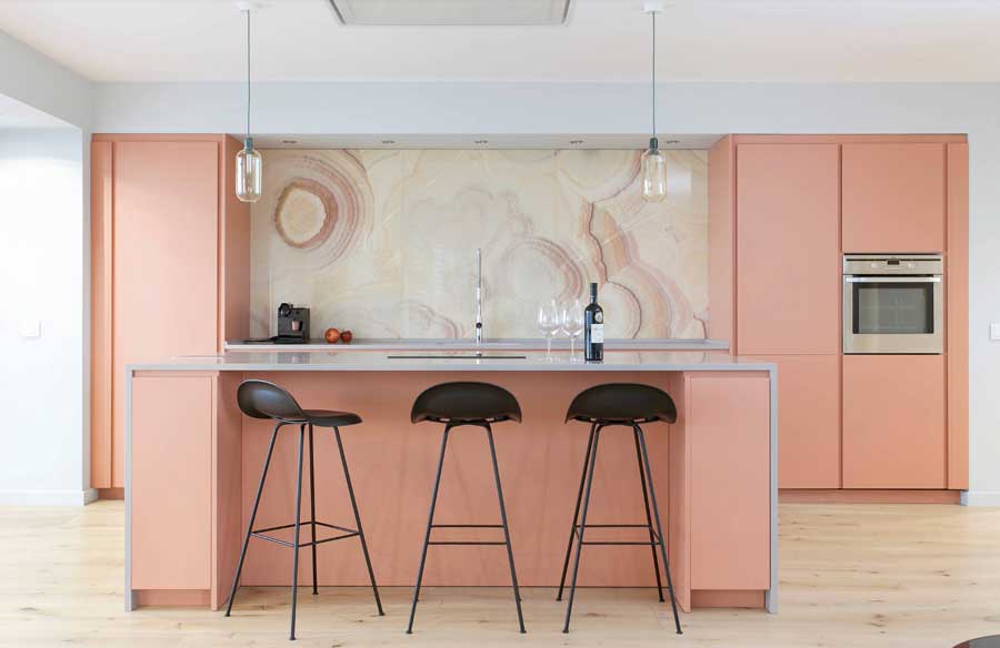 modern peach cabinets inspired by color of the year 2024