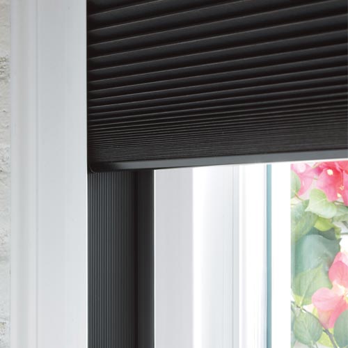 room darkening duette honeycomb shade detail with lightlock