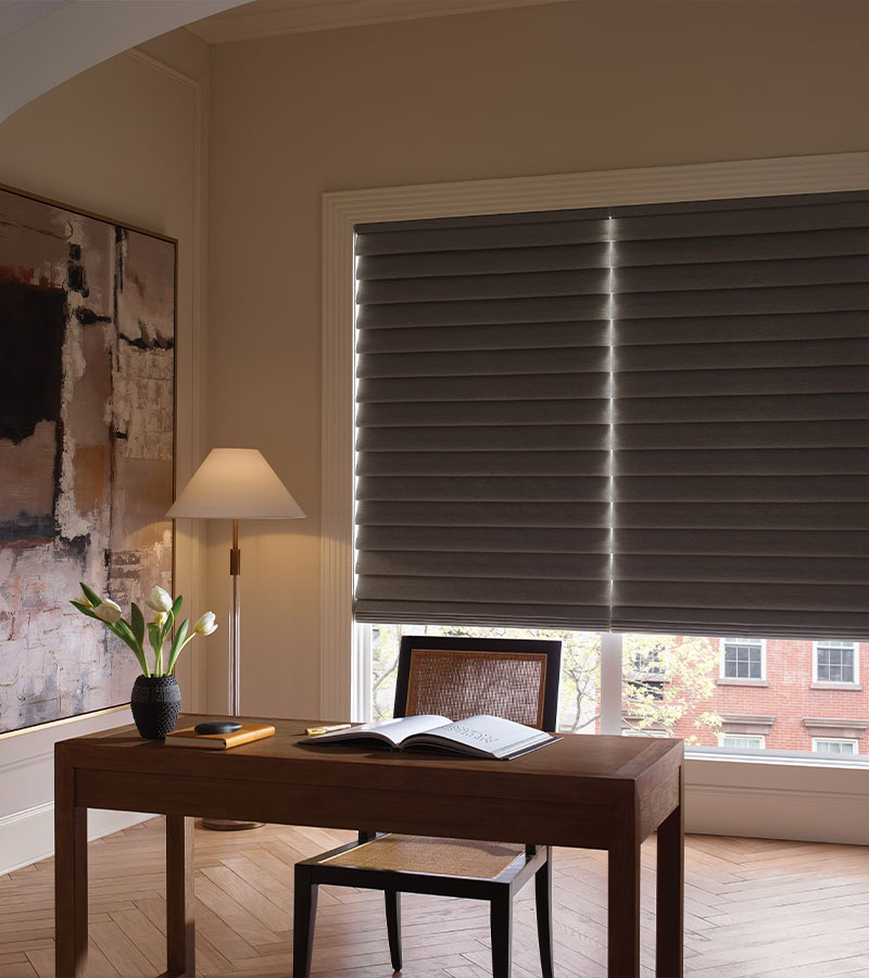 blackout shade by hunter douglas in modern home office Nashville, TN