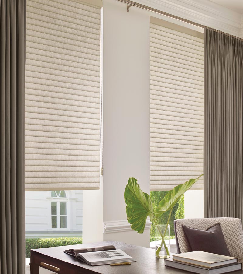 thermal drapes with sonnette cellular roller shades