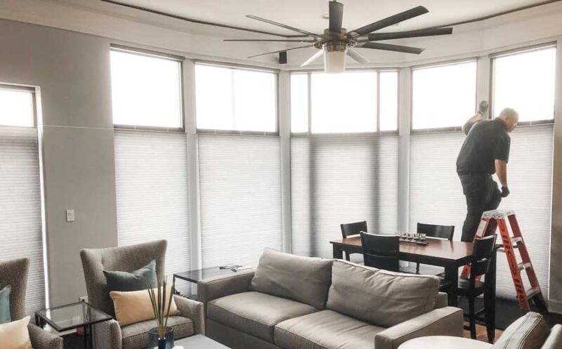 chicago condo with professional window covering installer adding window shade automation with top down bottom up shades on multiple windows