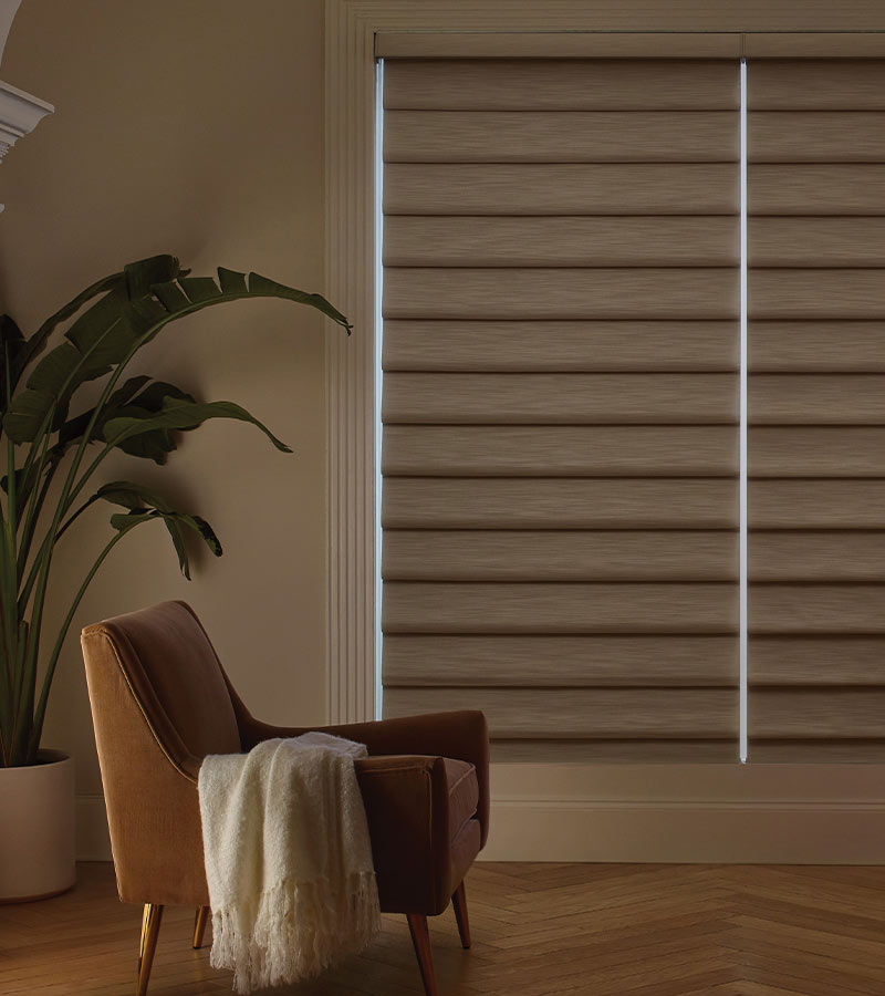 neutral window coverings with vignette roman shades in living room