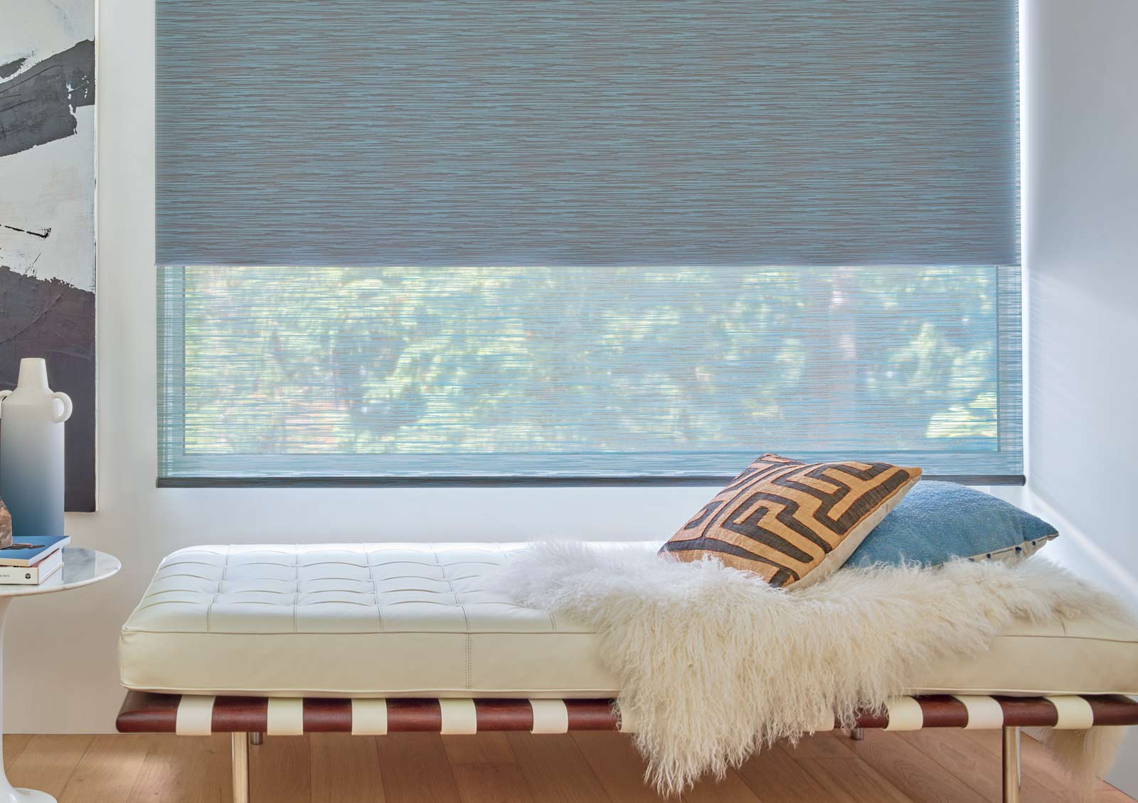 dual designer roller shades closed