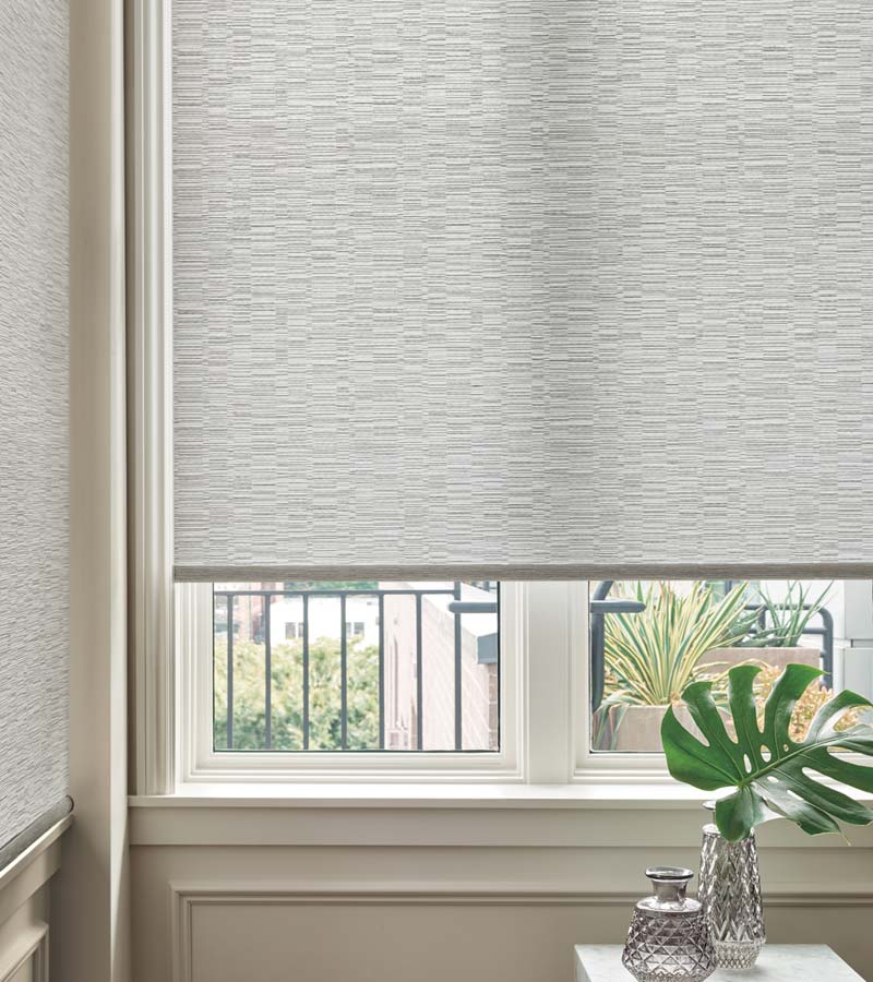 skyline-window-coverings-custom-roller-shades-for-white-plains-home gray textured roller shades for light filtering in White Plains home