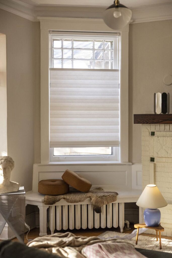 top down bottom up roman shades in Westchester NY living room