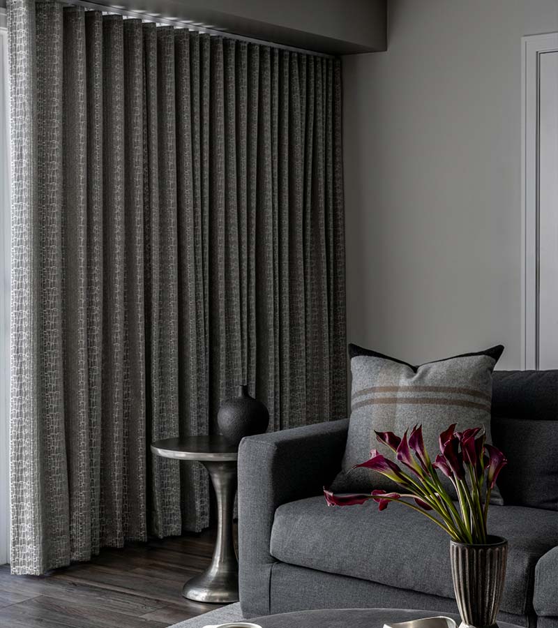 custom drapery panels featured in living area